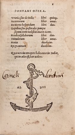 Pontano Giovanni Gioviano,&nbsp;Opera. Urania sive de Stellis libri quiqu....