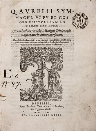Symmachus Quintus Aurelius,&nbsp;Epistolarum ad diversos libri...