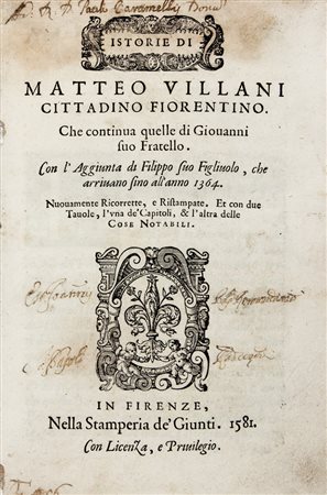 Villani Matteo,&nbsp;Istorie di Matteo Villani [...] che continua quelle di...