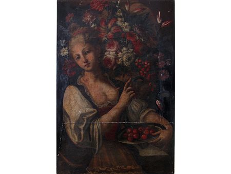 Scuola italiana (XVIII secolo) Flora 79x50,5 cm Olio su tavola