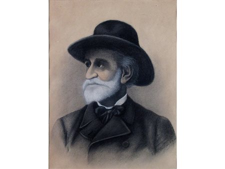 Firma illeggibile (XX secolo) Ritratto di Giuseppe Verdi 40x30 cm Pastello su...