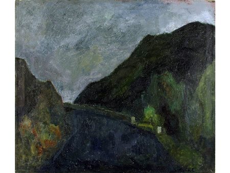Enzo Roberti (1924-1990) Dopo la pioggia 70x60 cm Olio su tela