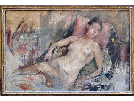 Vittorio Agostino Castagneto (1875-1958) Nudo 80x125 cm Olio su tela