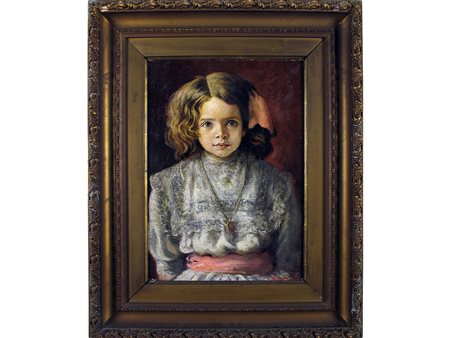 Emilio Parma (1874-1950) Ritratto di bambina 58x33 cm Olio su tela