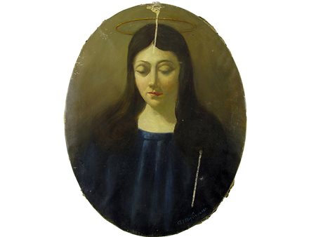 L.Migliavacca (XX secolo) Vergine 64x49 cm Olio su tela