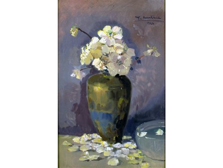 Giovanni Lentini (1882-1955) Vaso di fiori 40x60 cm Tempera