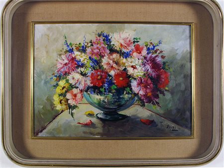 Taroschi (XX secolo) Vaso con fiori 50x70 cm Olio su tela