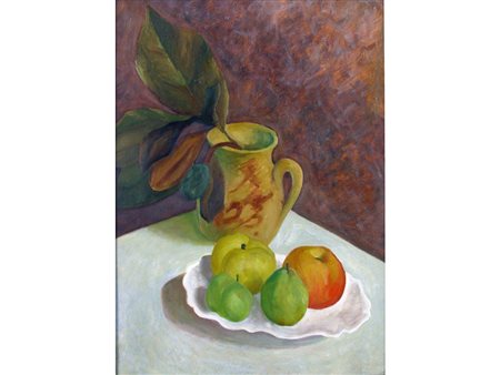 Firma illeggibile (XX secolo) Natura morta 60x45 cm Olio su cartoncino