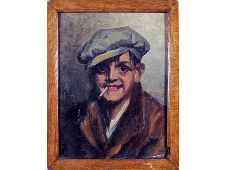 Attilio Pratesi (XX secolo) Monello 38x29 cm Olio su compensato