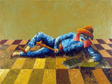 Barzizza Ermenegildo-Baer Arlecchino 60x80 cm Olio su tela