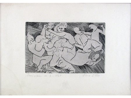 Firma illeggibile (XX secolo) Incisione N° 3 1967 24x34,5 cm Incisione