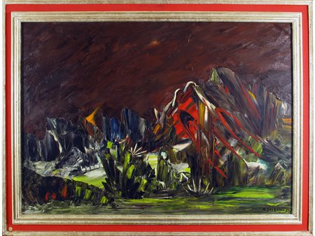 Herbert Jochems (1912-1975) Paesaggio invernale 92x65,5 cm Olio su tela