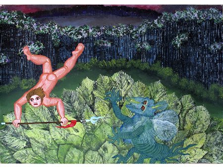 Robert Zeppel-Sperl (1944-2005) Guerriero 1654 73 x 51 cm Tecnica mista su...