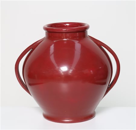 GALVANI ANDREA Grande vaso in ceramica con anse, anni 30. -. Cm 50,00 x 42,50...