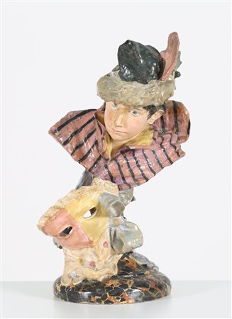DOLCETTI GIACOMO Busto in ceramica con maschera. . -. Cm 24,00 x 41,50 x...