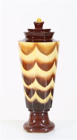 GALVANI ANDREA Grande vaso con coperchio in ceramica con decoro...