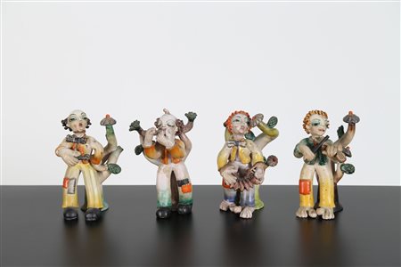 ANZENGRUBER LEOPOLD Quattro orchestrali in ceramica, per Zaccagnini anni 30 ....