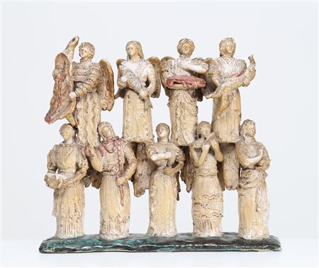 PARINI ANDREA (1906 - 1975) Corpo di angeli in ceramica, anni 40. -. Cm 49,00...