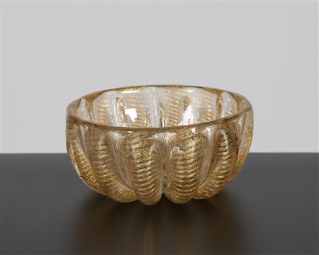 BAROVIER ERCOLE (1889 - 1974) Ciotola cordonata in foglia oro, per Barovier &...