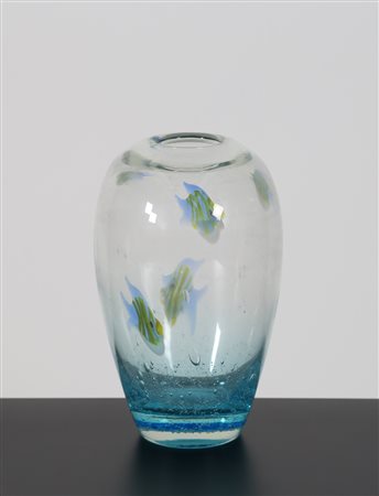 VETRERIA CENEDESE Vaso a bollicine e inclusioni, anni 70. . Cm 16,00 x 26,00...