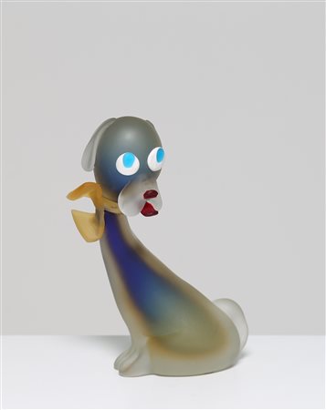 MANIFATTURA MURANESE DEL XX SECOLO Cane in vetro acidato e sommerso anni 60°....