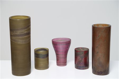 MOJE KLAUS (1936 - 2016) Cinque vasi per Dodo, anni '70. . Cm 30,00. Altezze...
