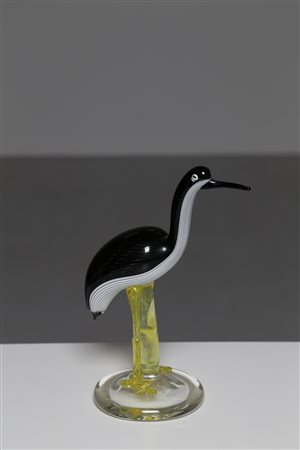 MANIFATTURA MURANESE DEL XX SECOLO Trampoliere in pasta di vetro e cristallo,...