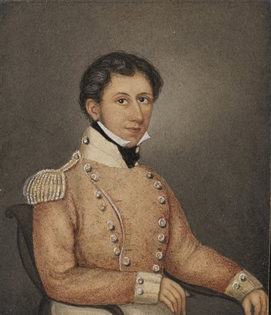 Scuola del sec. XIX &quot;Giovane ufficiale&quot; acquerello su carta (cm...