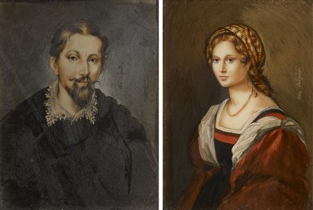 Ida Calzolari (1936) &quot;Ritratti dall'antico&quot; coppia di miniature su...