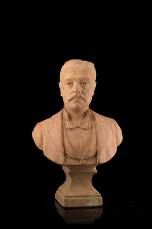 De Salogna (?) &quot;Mezzo busto di gentiluomo&quot; scultura in terracotta,...