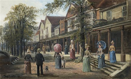 Frederick William Burton (1816 - 1900) &quot;Scena di villaggio con...