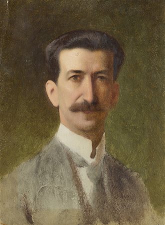 Scuola del sec. XX &quot;Busto di gentiluomo con giacca grigia&quot; olio su...