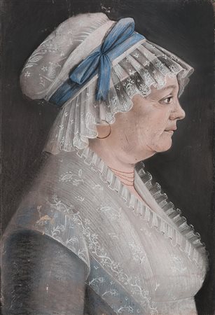 Maestro dell'inizio del sec. XIX "Profilo di gentildonna con cuffia...
