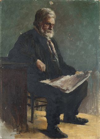 Scuola della fine del sec. XIX "Ritratto di Victor Hugo" olio su...