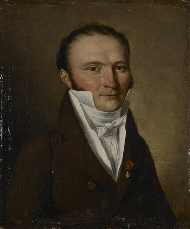 Scuola del sec. XIX "Ritratto di gentiluomo decorato con Legione...