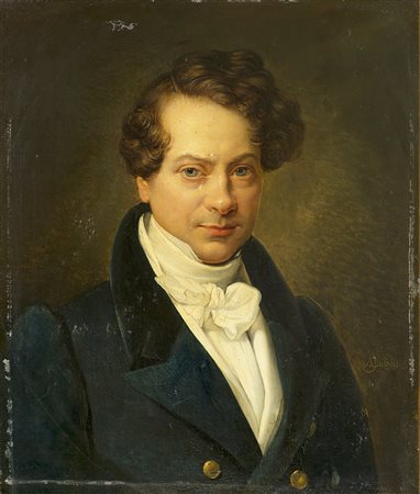 Scuola del sec. XIX "Ritratto di gentiluomo" olio su tela (cm...