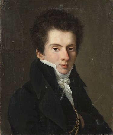 Scuola francese sec. XIX "Ritratto di gentiluomo" olio su tela (cm...