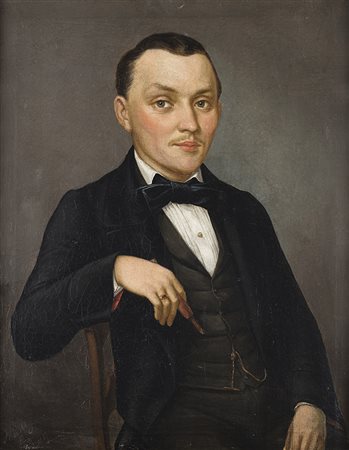 Firma indecifrata sec. XIX "Ritratto di uomo con sigaretta 1855"...