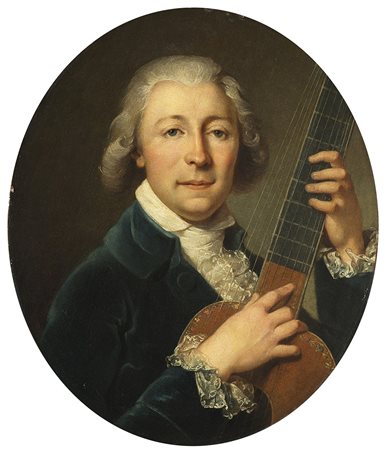 Scuola francese del sec. XIX "Ritratto di musicista" olio su tela...