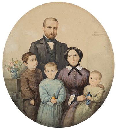 Vincenzo Cabianca (Verona 1827 - Roma 1902) "Ritratto di famiglia...