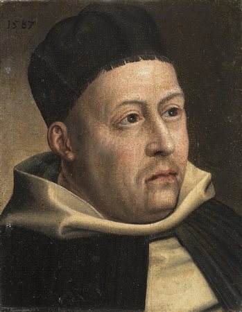 Maestro fiammingo "Ritratto di domenicano" antico dipinto ad olio...