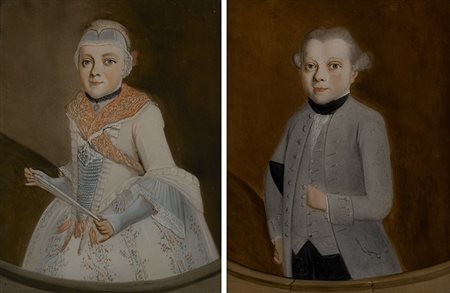 Scuola della met&agrave; del sec. XVIII "Ritratti di fanciulli"...