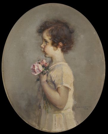 Jules Alexis Muenier (Lione 1863 - Coulevon 1942) "Bambina con...