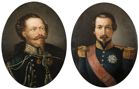 Maestro del sec. XIX "Ritratto di Vittorio Emanuele II" e...