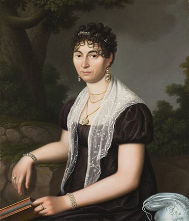 Johan Friedrich Dryander (1756 - 1812) "Gentildonna con diadema in un...