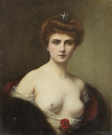 Henri Rondel (Avignone 1857 - Parigi 1919) "Ritratto di giovane donna...