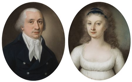 Maestro dell'inizio del sec. XIX "Ritratto di gentildonna in abito...