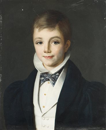 Scuola francese sec. XIX "Ritratto di fanciullo" olio su tela (cm...