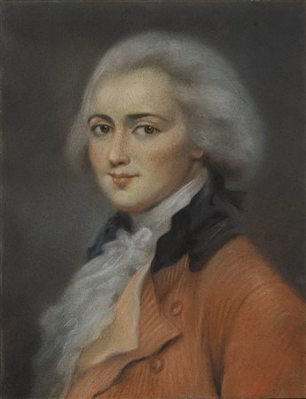 Scuola della fine del sec. XVIII "Ritratto di gentiluomo con giacca...