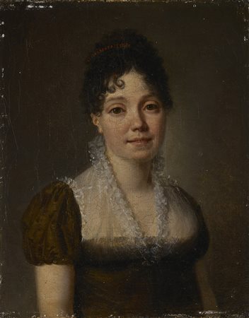 Scuola del sec. XIX "Ritratto di gentildonna" olio su tela (cm...